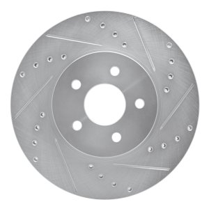 Ford Mondeo Brake Rotor (1) - Front Right - R1 Concepts - Drilled & Slotted - Silver - `01-`08